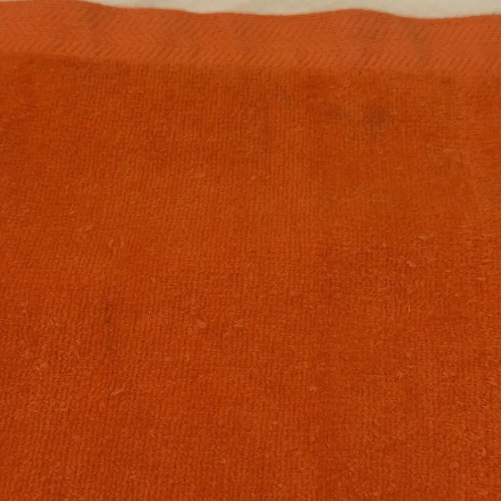VTG St. Mary’s 70s Orange Bath Towel Set Boho Cottagecore Lace Trim Floral USA